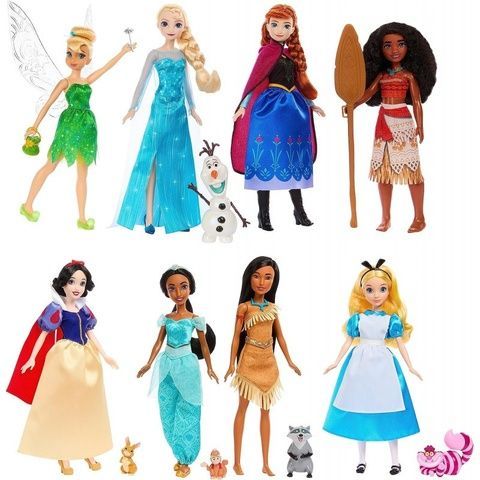 Коллекция из 8 модных кукол Дисней с аксессуарами Mattel Disney Princess Fashion Doll 8-Pack HRF55 фото