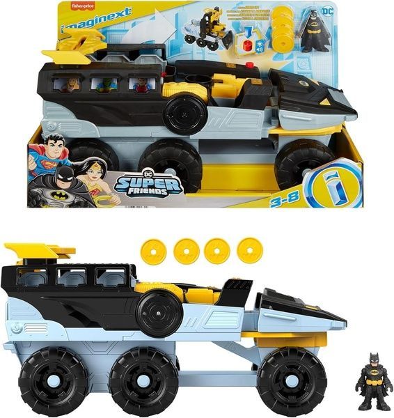 Fisher-Price Imaginext Bat-Tank Бетмен з фігуркою, звуком і світлом &ndash; трансформер HVY04 фото
