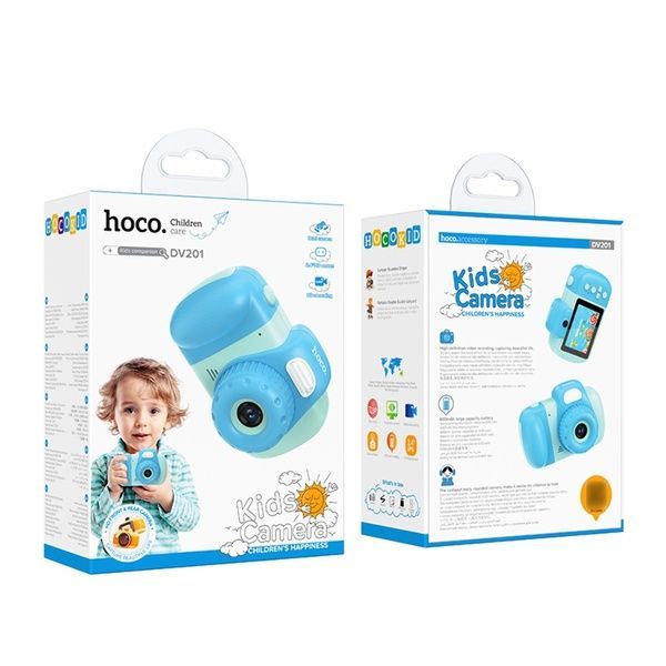 Дитячий цифровий фотоапарат Hoco DV201 з двома об'єктивами Блакитний 6942007628426 фото