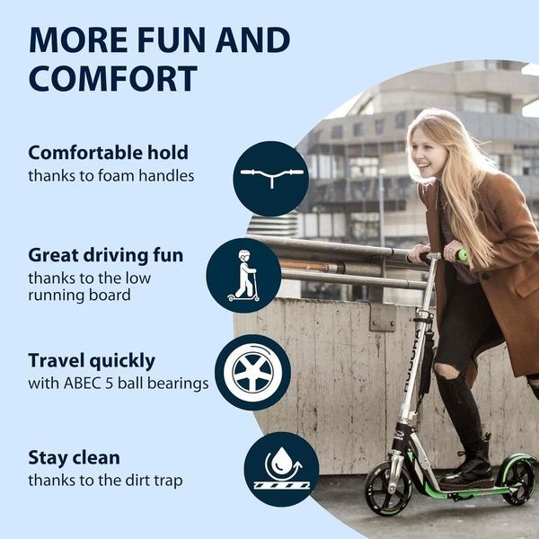 Самокат HUDORA Scooter Big Wheel Step RX205 - green/blue зелениий/синій 14738 фото