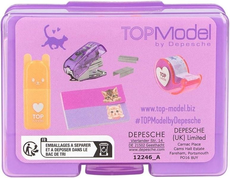 TOP Model Набор для рабочего стола 12246: Степлер, диспенсер для ленты, стикеры, маркер в фиолетовой или розов 12246 фото