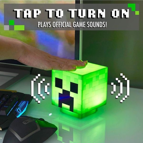 Настольный светильник Minecraft Paladone Mojang Creeper Light со звуками Майнкрафт Крипер 34343 фото