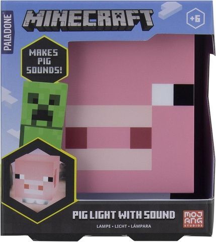 Настольный светильник Minecraft Mojang Paladone Pig Light со звуками Майнкрафт Свинка 34379 фото