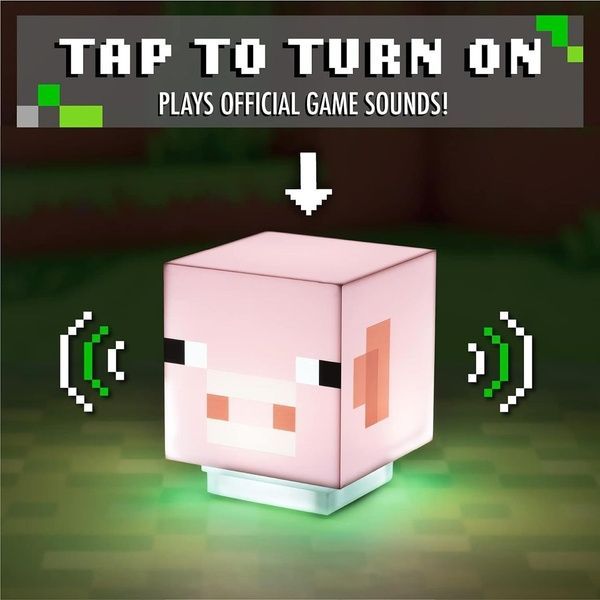 Настільний світильник Minecraft Mojang Paladone Pig Light зі звуками майнкрафт Свинка 34379 фото