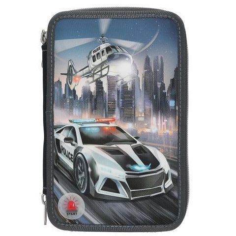 Тройной пенал с наполнением Monster Cars со светодиодной полицейской машинкой 13333 13333 фото