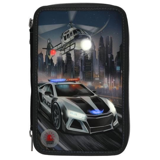 Тройной пенал с наполнением Monster Cars со светодиодной полицейской машинкой 13333 13333 фото