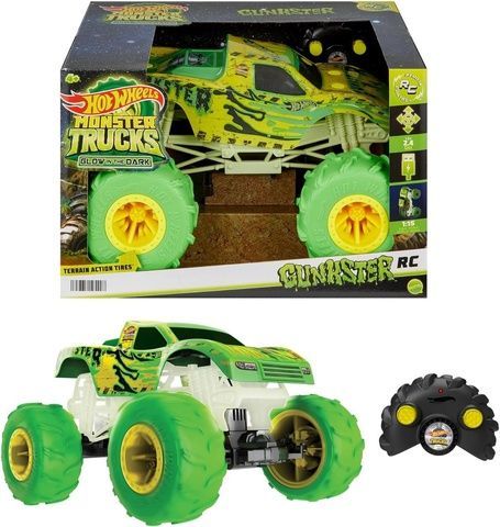 Hot Wheels Monster Trucks Glow In The Dark Gunkster Машинка Хот Уилс Монстер Тракс светится в темноте Ганкстер на радиоуправлении HTP15 фото