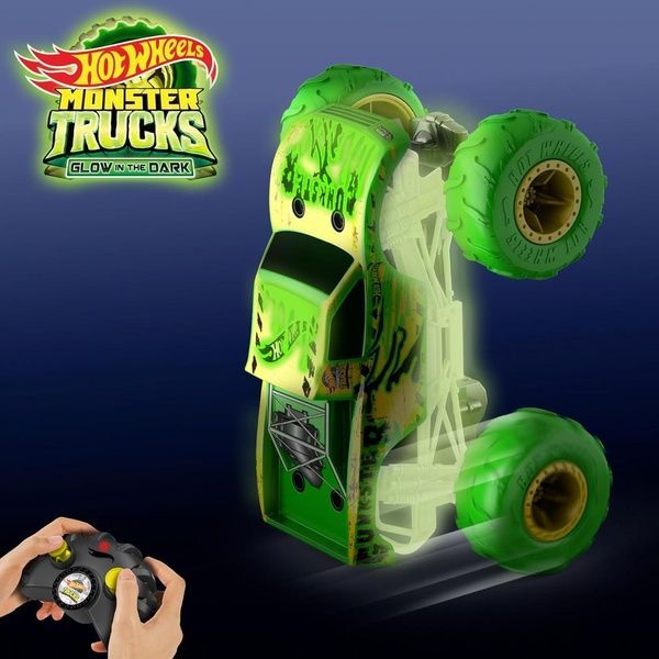 Hot Wheels Monster Trucks Glow In The Dark Gunkster Машинка Хот Уилс Монстер Тракс светится в темноте Ганкстер на радиоуправлении HTP15 фото