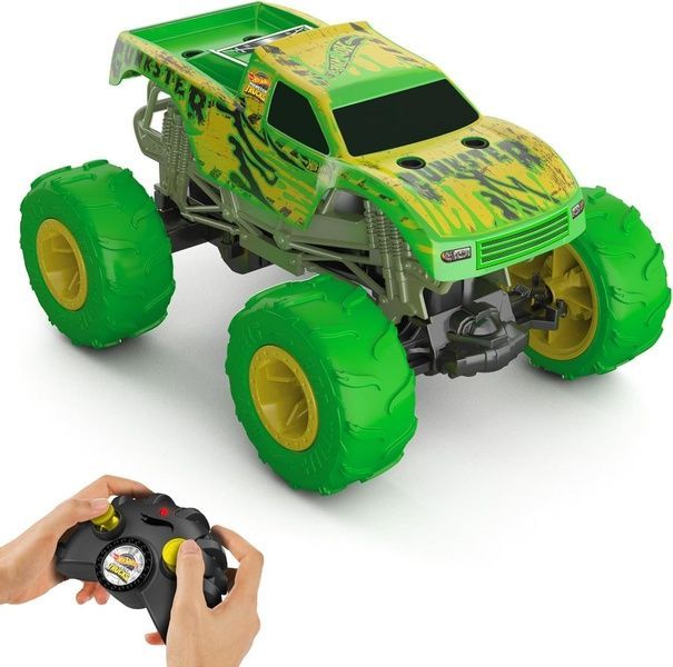 Hot Wheels Monster Trucks Glow In The Dark Gunkster Машинка Хот Уилс Монстер Тракс светится в темноте Ганкстер на радиоуправлении HTP15 фото