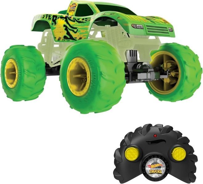 Hot Wheels Monster Trucks Glow In The Dark Gunkster Машинка Хот Уилс Монстер Тракс светится в темноте Ганкстер на радиоуправлении HTP15 фото