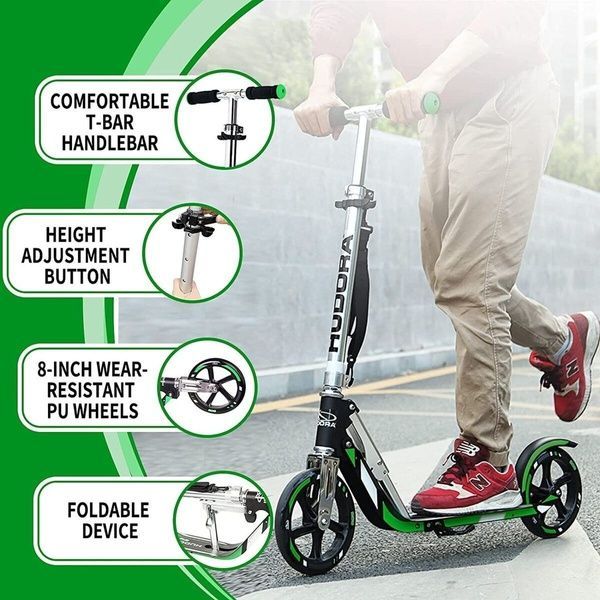 Самокат HUDORA Scooter Big Wheel RX205 - grey/green 14695/02 фото