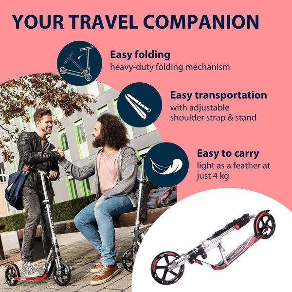 Самокат HUDORA Scooter Big Wheel RX205 - Black/Red червоно/чорний 14764 фото