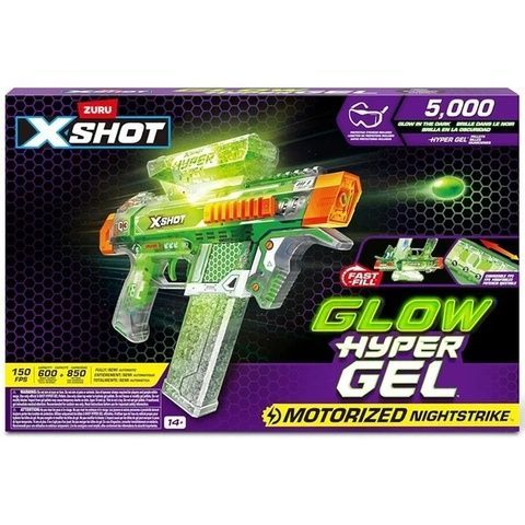 Моторизированный Бластер X-Shot Hyper Gel Glow in the Dark Nightstrike 5000 36782 фото