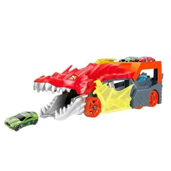 Набір автовозів Hot Wheels Битва Транспортерів-Монстрів Акула та Дракон + 10 машинок HNR38 HNR38 фото