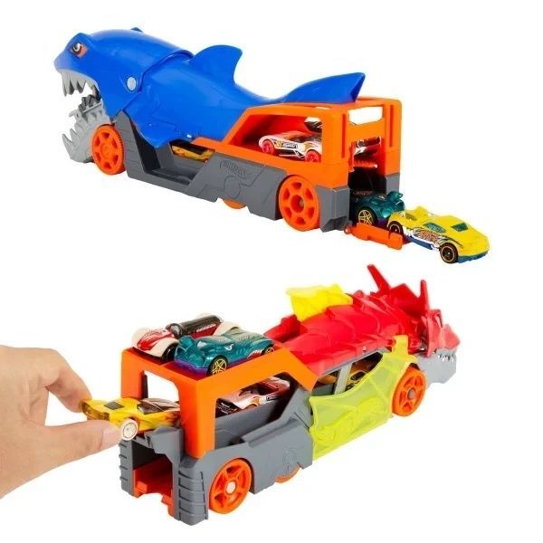 Набір автовозів Hot Wheels Битва Транспортерів-Монстрів Акула та Дракон + 10 машинок HNR38 HNR38 фото