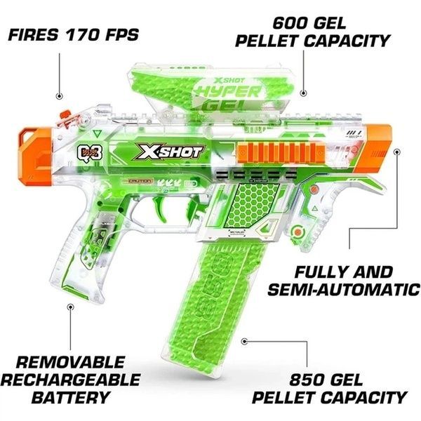Моторизированный Бластер X-Shot Hyper Gel Glow in the Dark Nightstrike 5000 36782 фото