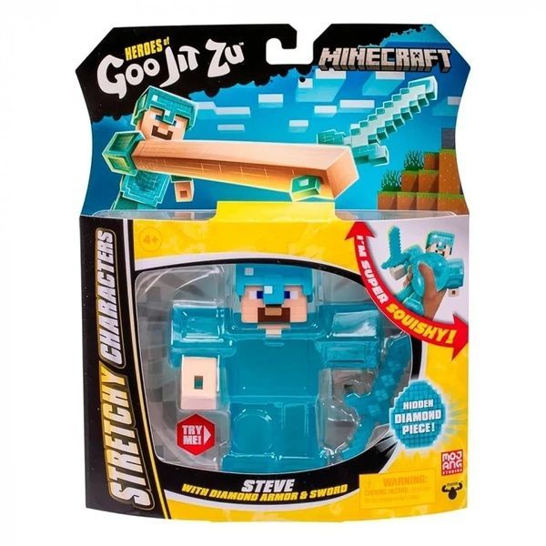 Goo Jit Zu Стретч-тянучка Minecraft Steve игровая фигурка гуджитсу Майнкрафт Стив 123993 фото