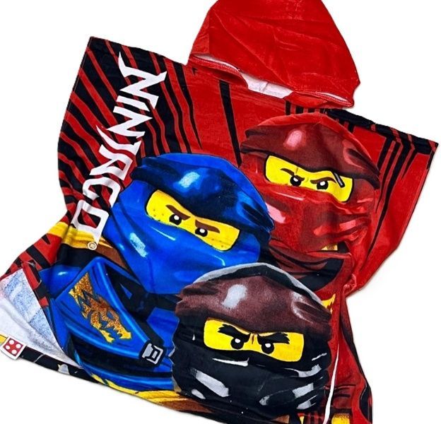 Lego Ninjago Дитяче махрове пончо червоне - дитячий рушник із капюшоном для пляжу та басайну 60x120 153086 фото