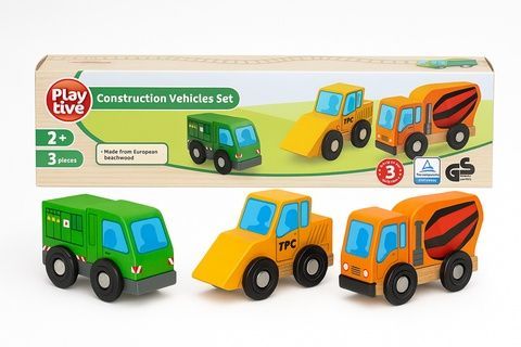 Деревянные машинки Playtive: мусоровоз, бульдозер, бетономешалка для детской железной дороги Brio, Ecotoys, Do 4264198 фото