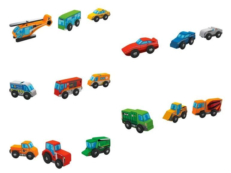 Деревянные машинки Playtive: мусоровоз, бульдозер, бетономешалка для детской железной дороги Brio, Ecotoys, Do 4264198 фото