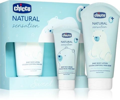 Chicco детский Набор для ухода за косметикой Natural Sensation Sweet Time бальзам 150 мл + крем 50 мл 9695.4 фото