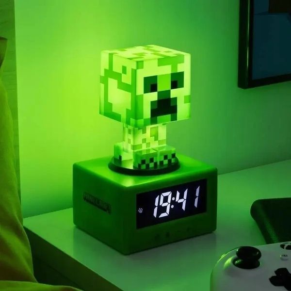 Детский настольный будильник часы Minecraft Paladone Creeper 16см майнкрафт Крипер 43484 фото
