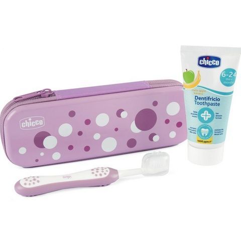 Chicco дорожній набір: зубна щітка+зубна паста (рожевий) 12098.00 фото