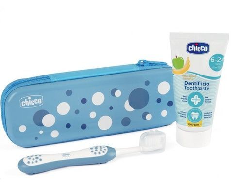 Chicco дорожній набір: зубна щітка+зубна паста (блакитний) 12098.00 фото
