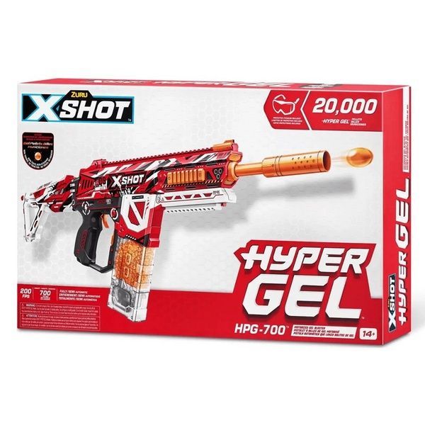 Бластер X-SHOT Hyper Gel Large 36620R | Быстрострельный гелевый бластер ZURU с 20 000 шариков и защитными очками (14+) 36620R фото