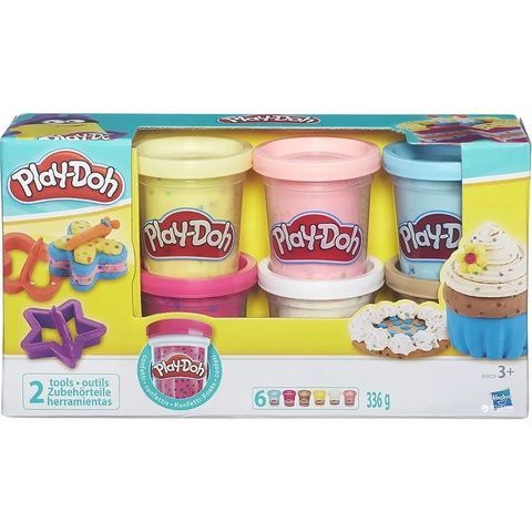 Пластилин Play-Doh 6 баночек из конфетти Плей масса для лепки из конфетти Variety Pack- Inc Cutters & 6 Cans B3423 фото