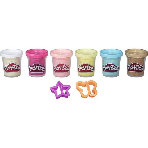 Пластилин Play-Doh 6 баночек из конфетти Плей масса для лепки из конфетти Variety Pack- Inc Cutters & 6 Cans B3423 фото