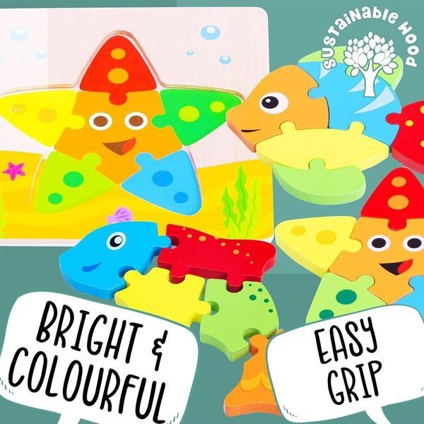 Деревянная развивающая игрушка монтессори Головоломка-пазл Jaques of London Sea Animal Puzzle 372463_2101 фото