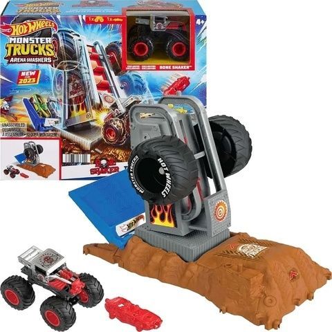 Hot Wheels Игровой набор Monster Trucks Arena Smasher Bone Shaker Tire Challenge "Первое соревнование" серии "Тренировочная арена" HNB88 фото