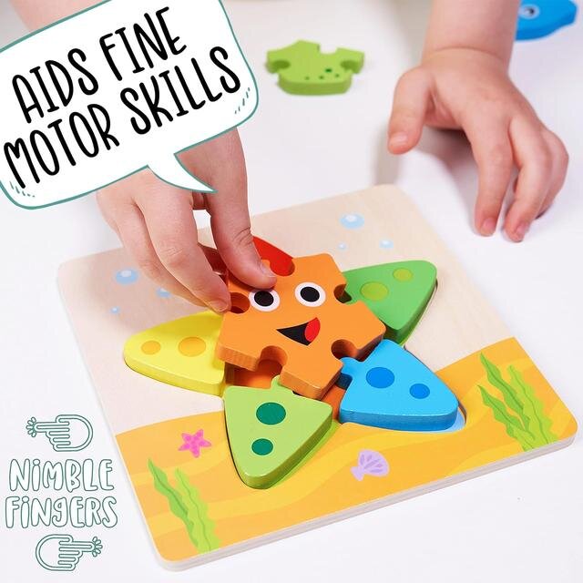 Деревянная развивающая игрушка монтессори Головоломка-пазл Jaques of London Sea Animal Puzzle