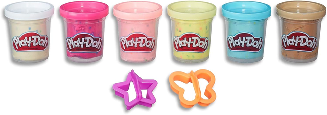 Пластилин Play-Doh 6 баночек из конфетти Плей масса для лепки из конфетти Variety Pack- Inc Cutters & 6 Cans