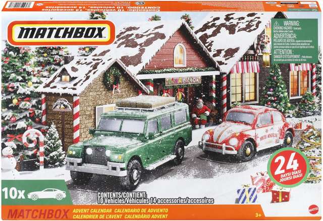 Новорічний різдвяний Адвент календар Matchbox Хот Вілс Hot Wheels Advent Calendar Mattel