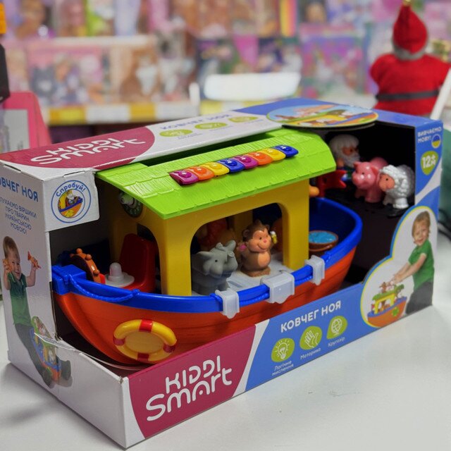 Игровой набор KIDDI SMART “Ковчег Ноя” 063404 | Музыкальный корабль с фигурками животных, звуки и стишки, 1–4 года