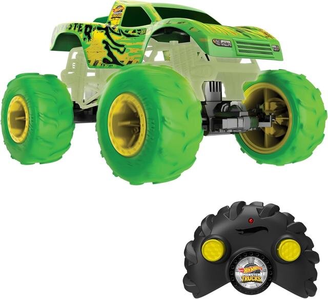 Hot Wheels Monster Trucks Glow In The Dark Gunkster Машинка Хот Уилс Монстер Тракс светится в темноте Ганкстер на радиоуправлении